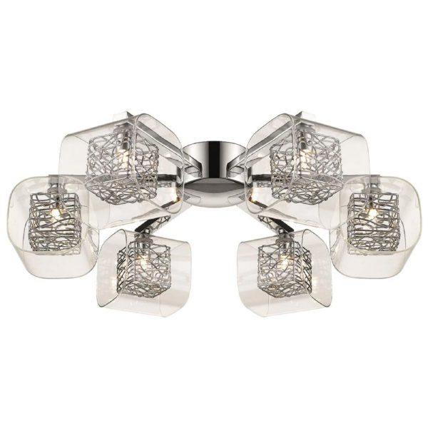 Holland 6 Light Clear Glass Flush Light In Chrome | Bed Sava