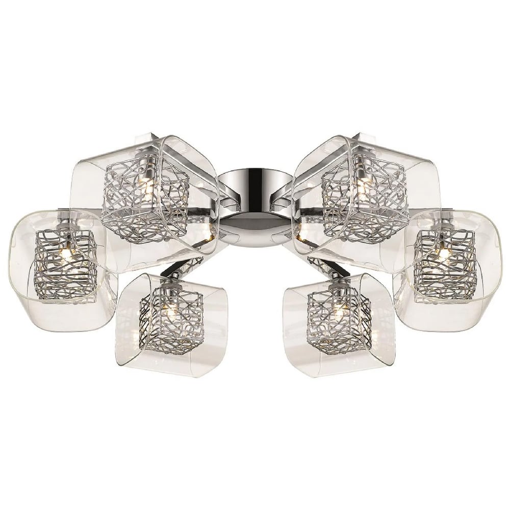 Holland 6 Light Clear Glass Flush Light In Chrome