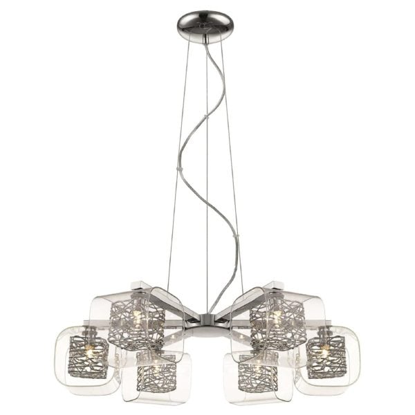 Holland 6 Light Clear Glass Pendant Light In Chrome | Bed Sava