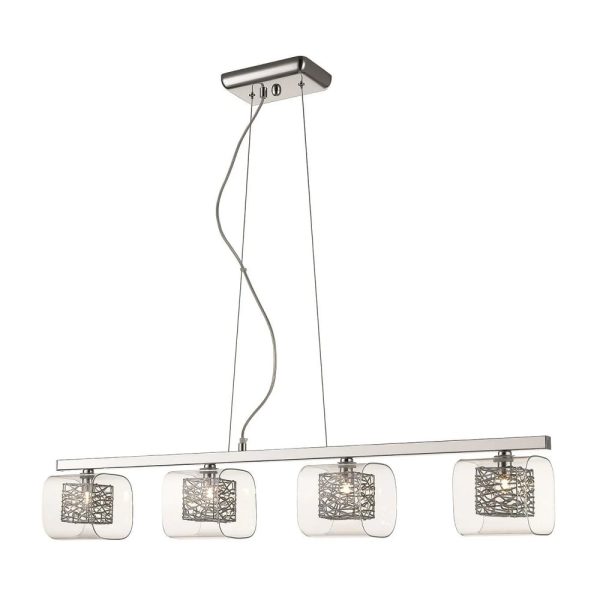 Holland 4 Light Clear Glass Pendant Light In Chrome | Bed Sava