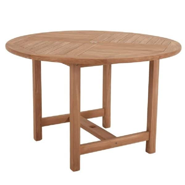 Holland Wooden Round Dining Table In Teak | Bed Sava