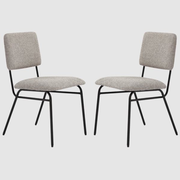 Hollister Lyon Steel Fabric Dining Chairs With Metal Legs In Pair | Bed Sava