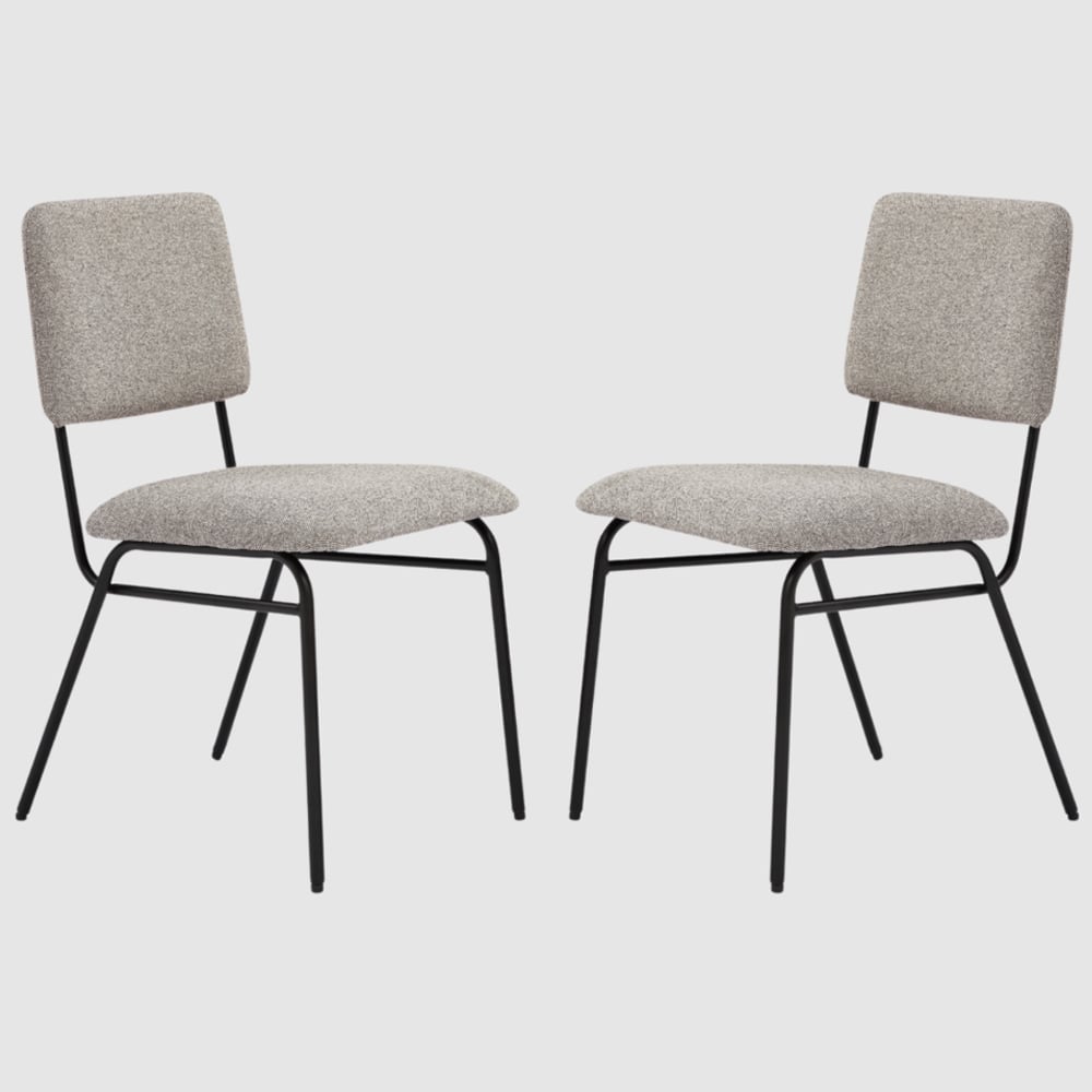 Hollister Lyon Steel Fabric Dining Chairs With Metal Legs In Pair