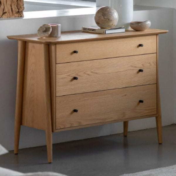 Hervey Wooden Chest Of 3 Drawers In Natural | Bed Sava