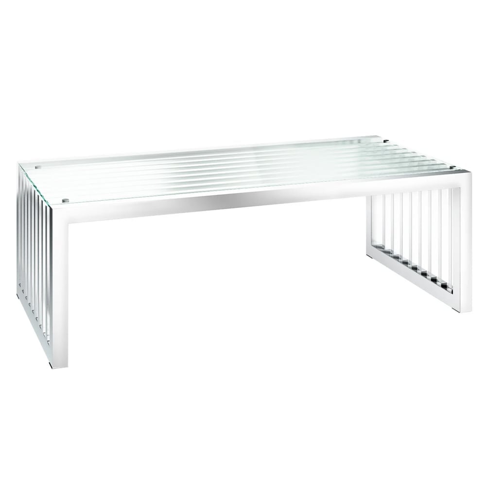 Holmdel Clear Glass Coffee Table With Chrome Frame