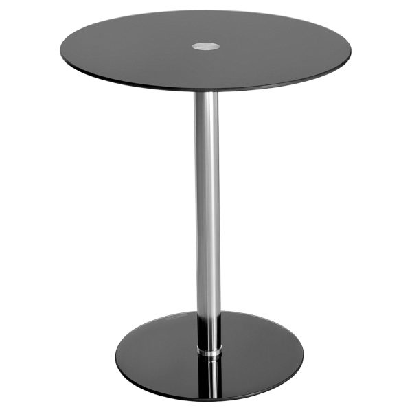 Holmdel Glass Round Side Table In Black | Bed Sava
