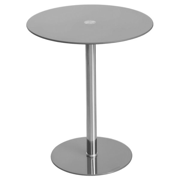 Holmdel Glass Round Side Table In Grey | Bed Sava