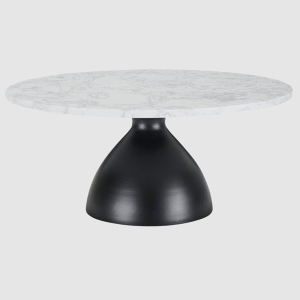 Holmdel Marble Coffee Table With Black Iron Base In White | Bed Sava