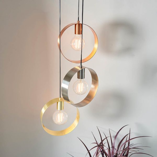 Holmdel Metal Multi Pendant Ceiling Light In Brushed Brass | Bed Sava