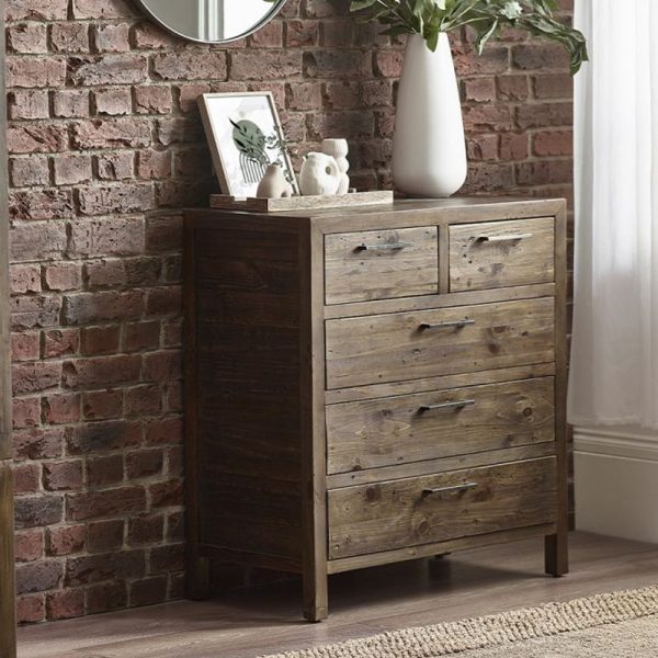 Homer Wooden Chest Of 5 Drawers In Brown | Bed Sava