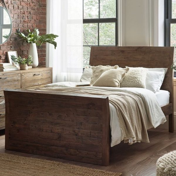 Homer Wooden Double Bed In In Brown | Bed Sava