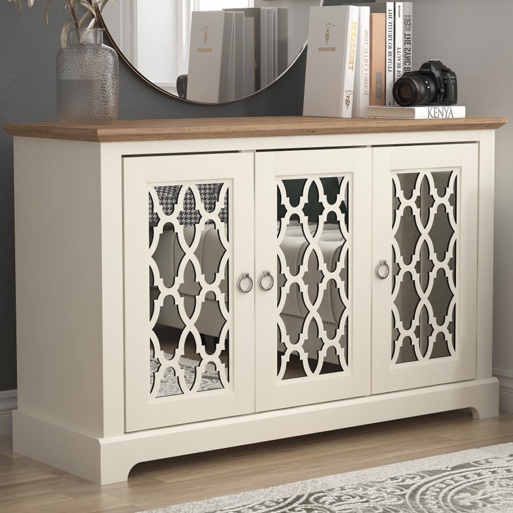 Honiton Wooden Storage Cabinet With 3 Doors In Ivory