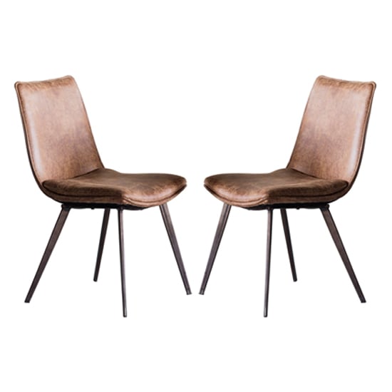 Honks Brown Faux Leather Dining Chairs In Pair