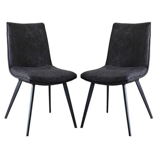 Honks Grey Faux Leather Dining Chairs In Pair