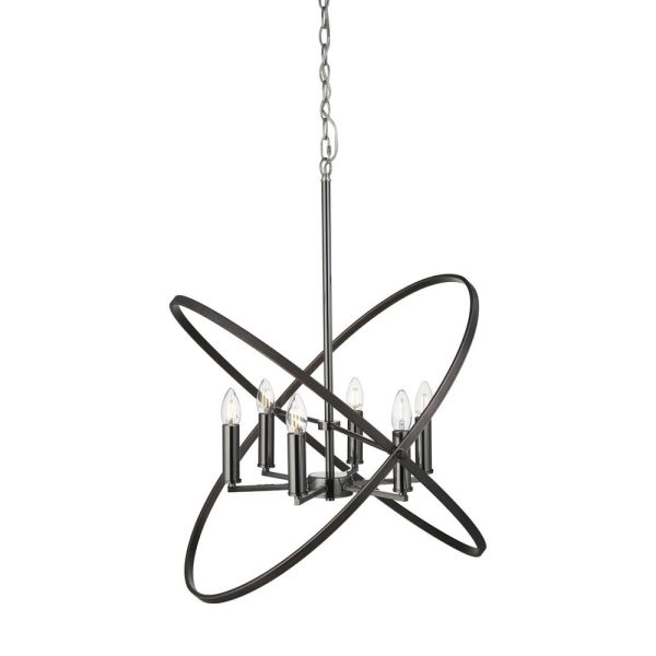 Hoopla 6 Light Ceiling Pendant Light In Pewter | Bed Sava
