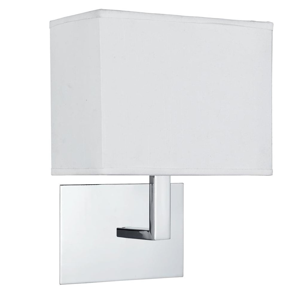 Hotel White Fabric Shade Wall Light In Chrome