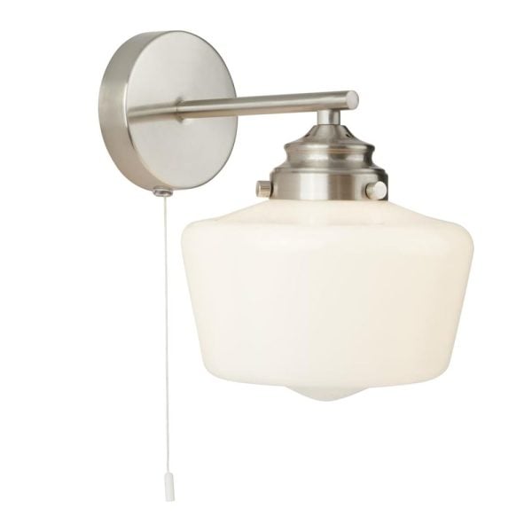 Housie Opal Glass Wall Light In Satin Silver | Bed Sava