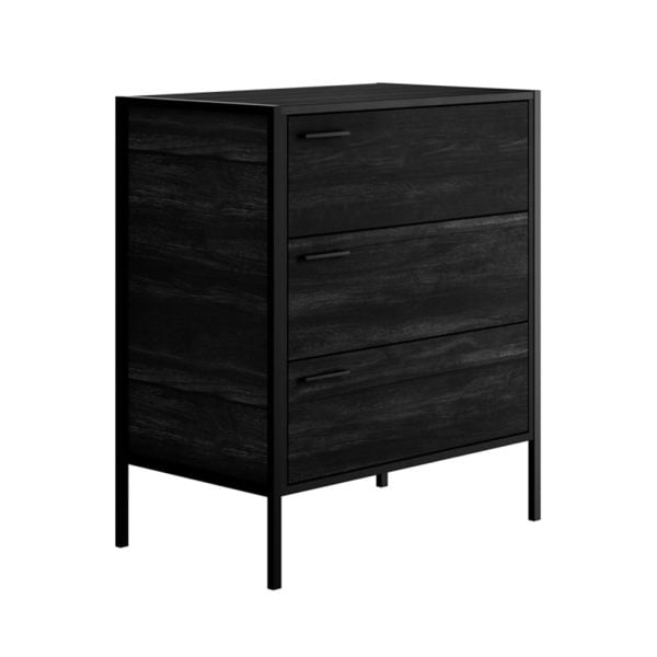 Hoxton Wooden Chest Of 3 Drawers In Black | Bed Sava