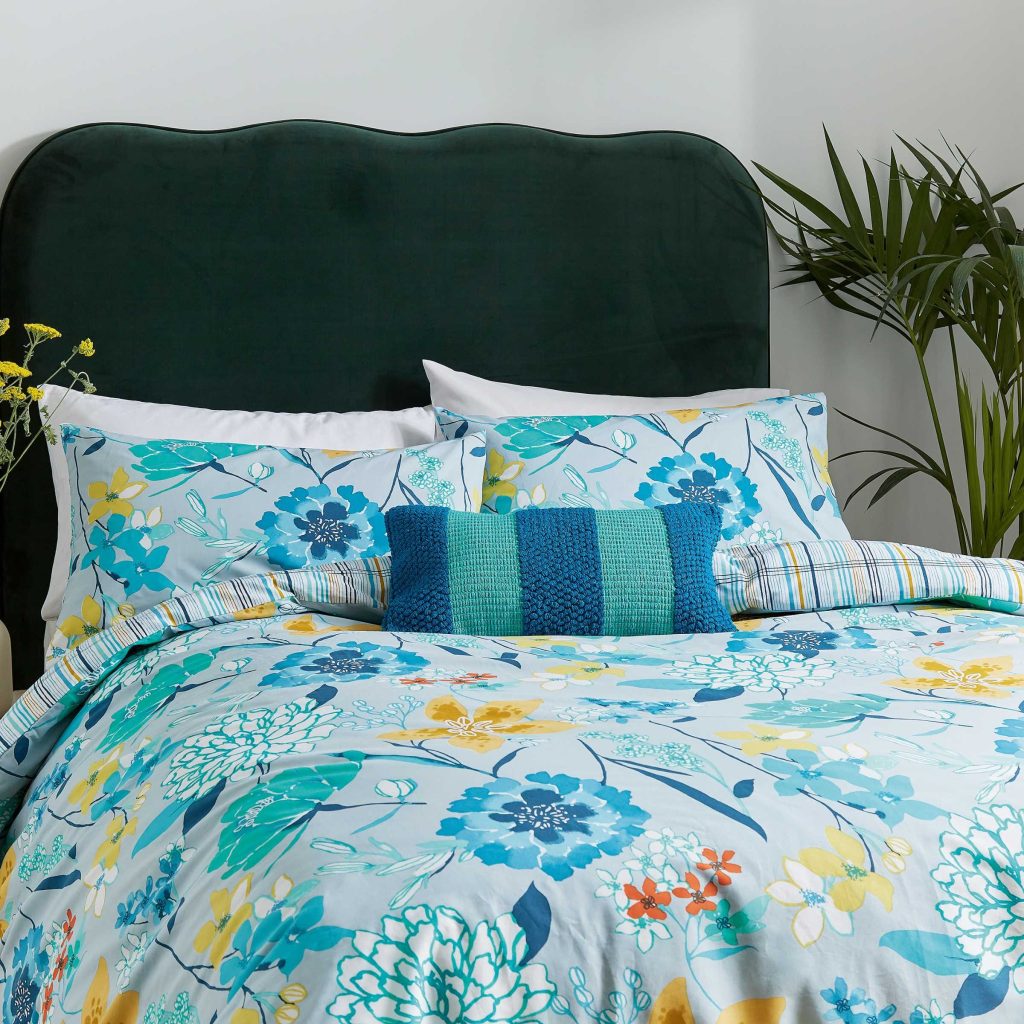Helena Springfield Budding Brights Bella Double Duvet Cover Set, Blue