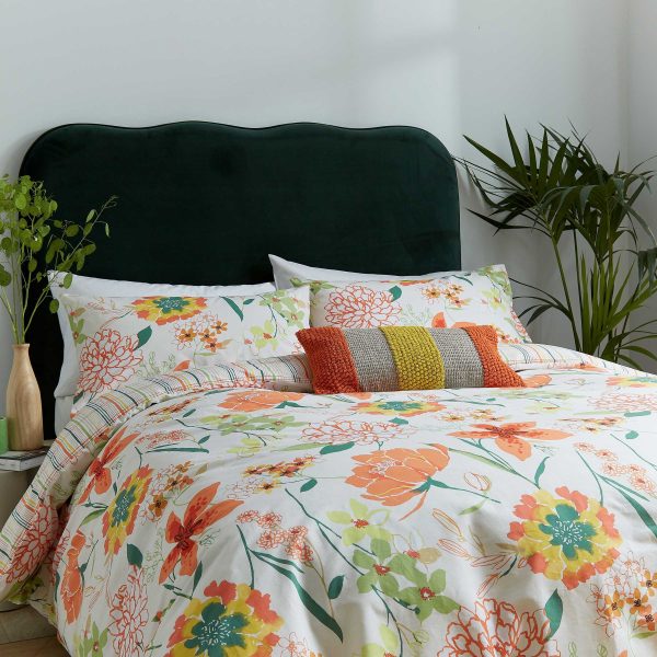 Helena Springfield Budding Brights Bella Double Duvet Cover Set Mango | Bed Sava