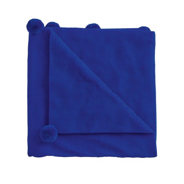 Helena Springfield Pom Pom Knitted Throw Dark Blue | Bed Sava
