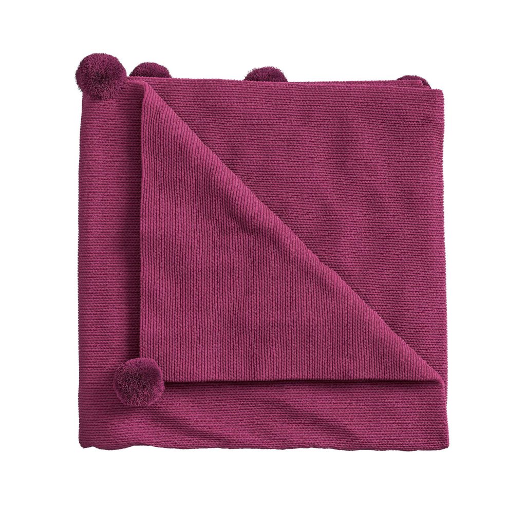 Helena Springfield Pom Pom Knitted Throw, Fuchsia