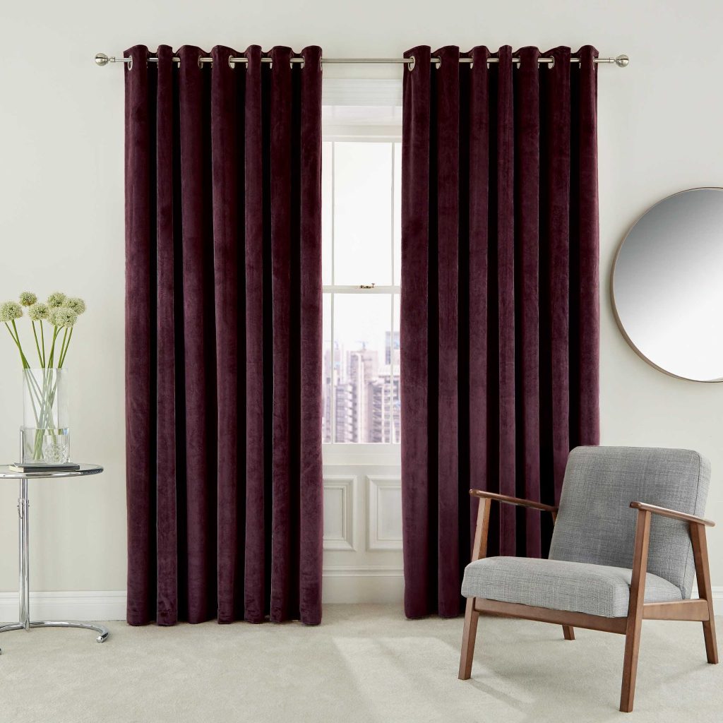 Helena Springfield Escala Lined Curtains 66" x 72", Mulberry