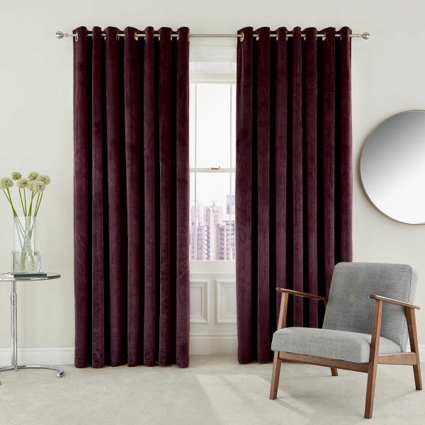 Helena Springfield Escala Lined Curtains 90 x 72 Mulberry | Bed Sava
