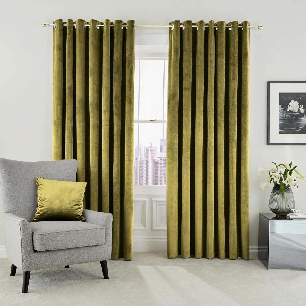 Helena Springfield Escala Lined Curtains 66" x 54", Olive