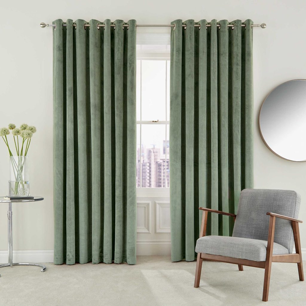 Helena Springfield Escala Lined Curtains 90" x 72", Sage