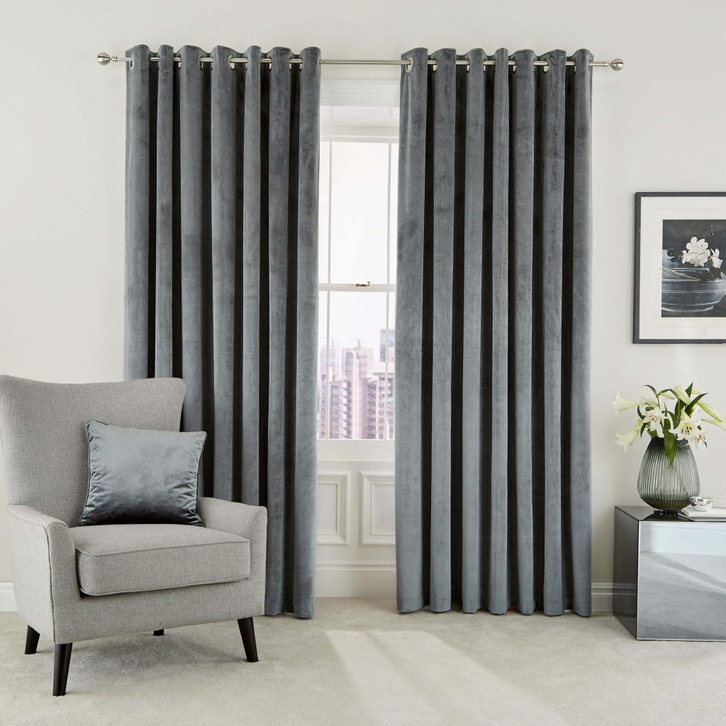 Helena Springfield Escala Lined Curtains 90" x 72", Steel
