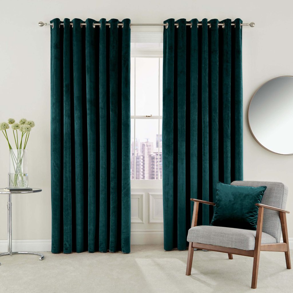 Helena Springfield Escala Lined Curtains 66" x 90", Teal