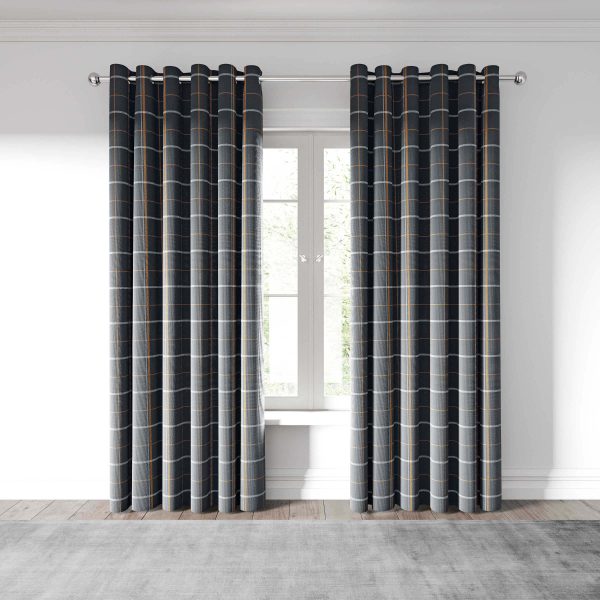 Helena Springfield Harper Lined Curtains 90 x 90 CharcoalGinger | Bed Sava