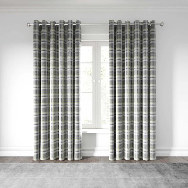 Helena Springfield Harriet Lined Curtains 66 x 54 ChartreuseGrey | Bed Sava
