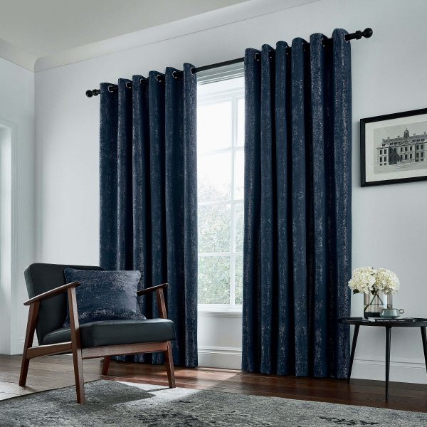 Helena Springfield Roma Lined Curtains 90 x 90 Navy | Bed Sava