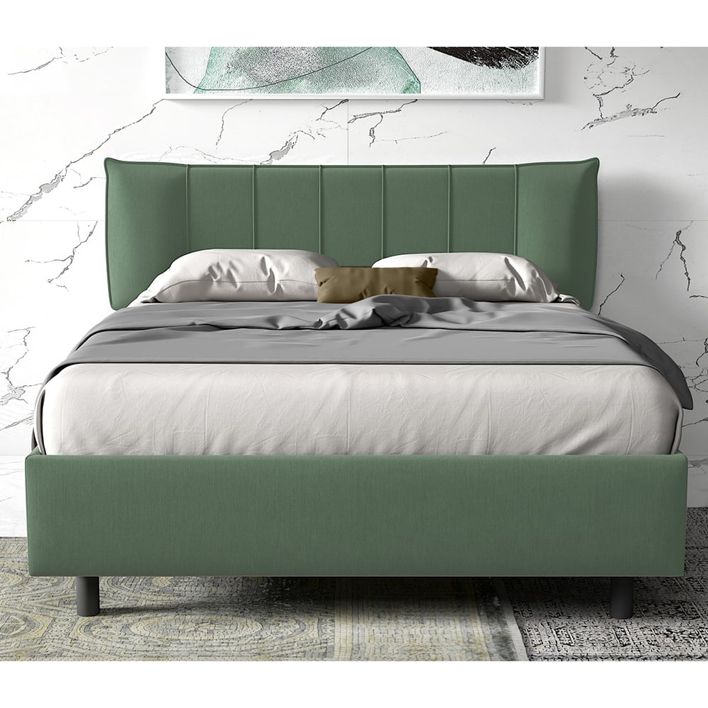 Hugo Fabric King Size Bed In Sage Green