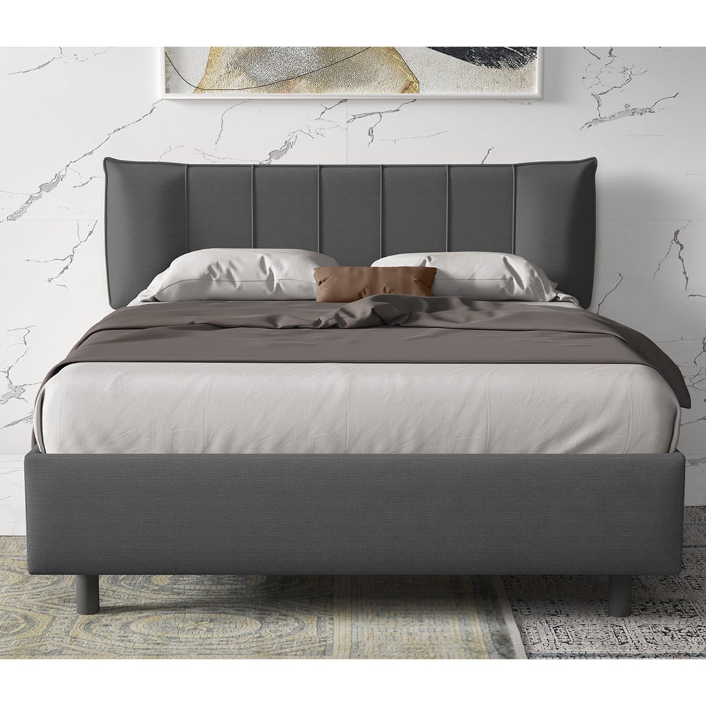 Hugo Fabric King Size Bed In Steel Grey