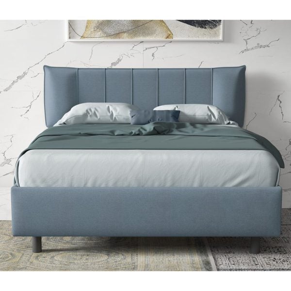 Hugo Fabric Small Double Bed In Sky Blue | Bed Sava