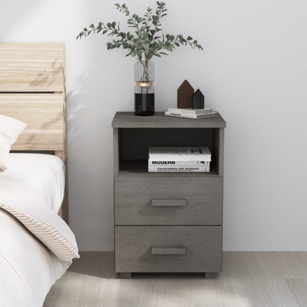Hull Wooden Bedside Cabinet With 2 Drawers 1 Shelf In Light Grey | Bed Sava