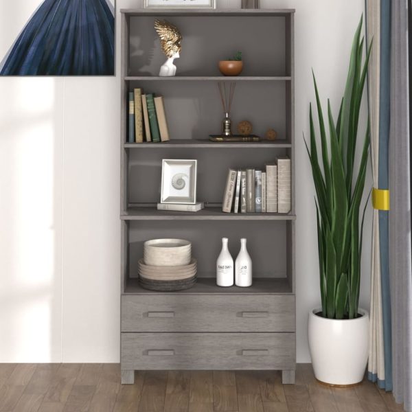 Hull Wooden Bookcase Wide With 2 Drawers In Light Grey | Bed Sava