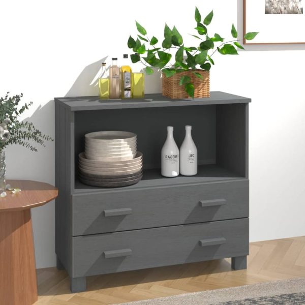 Hull Wooden Chest Of 2 Drawers With 1 Shelf In Dark Grey | Bed Sava