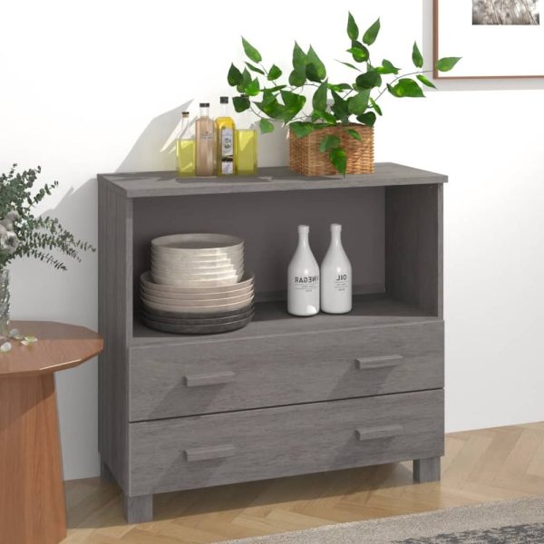 Hull Wooden Chest Of 2 Drawers With 1 Shelf In Light Grey | Bed Sava