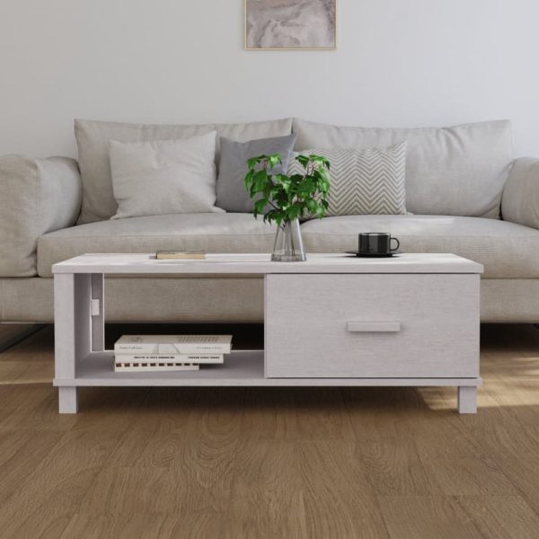 Hull Wooden Coffee Table With 1 Drawer In White | Bed Sava