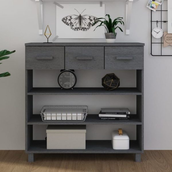 Hull Wooden Console Table With 3 Drawer In Dark Grey | Bed Sava