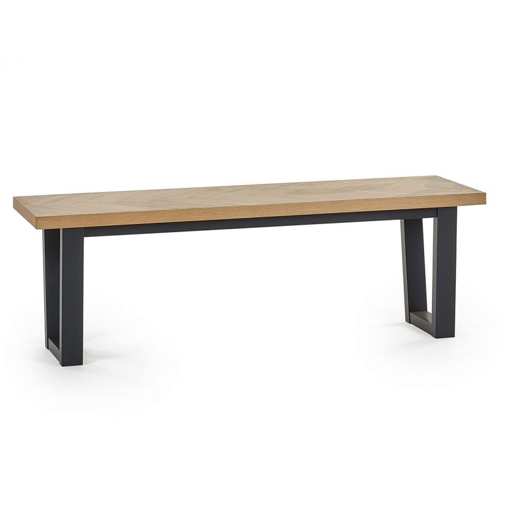 Hull Wooden Dining Bench With Black Legs In Oak
