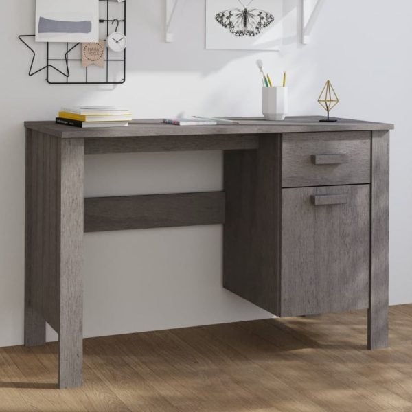 Hull Wooden Laptop Desk With 1 Door 1 Drawer In Light Grey | Bed Sava