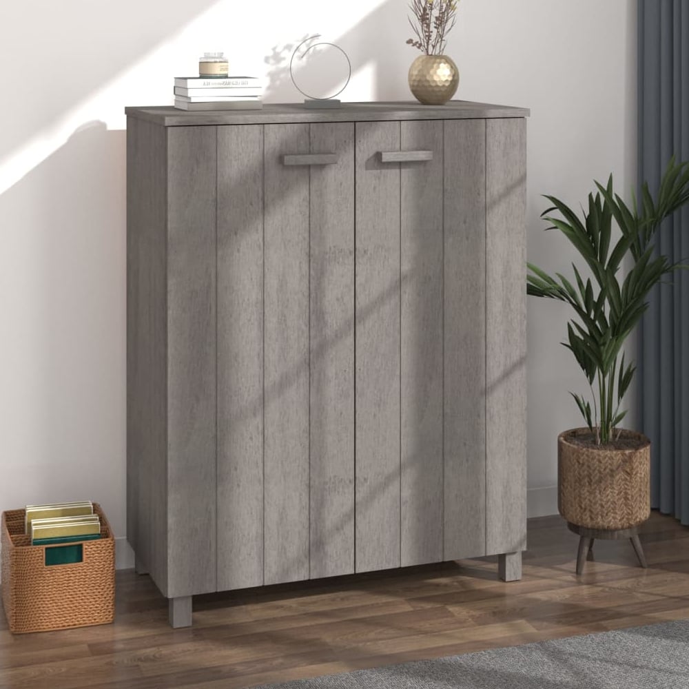 Hull Wooden Shoe Storage Cabinet 2 Doors In Light Grey