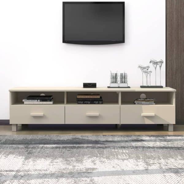 Hull Wooden TV Stand With 3 Drawers In Brown | Bed Sava