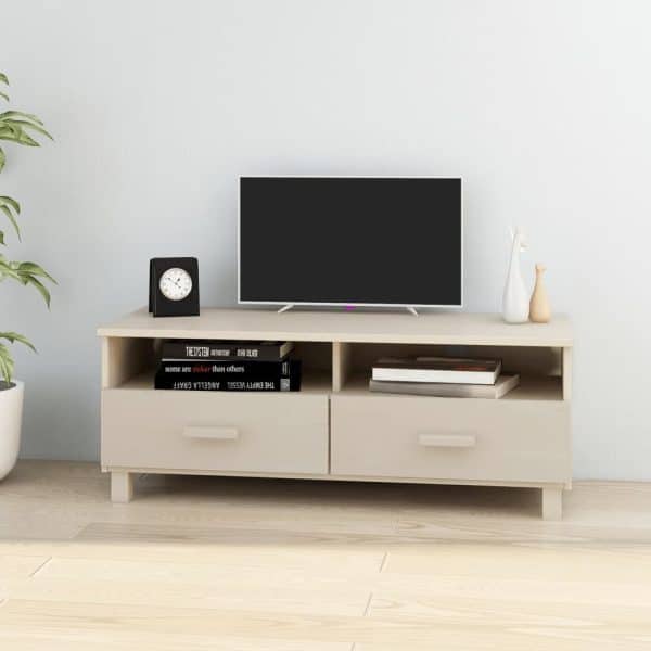 Hull Wooden TV Stand With 2 Drawers In Brown | Bed Sava