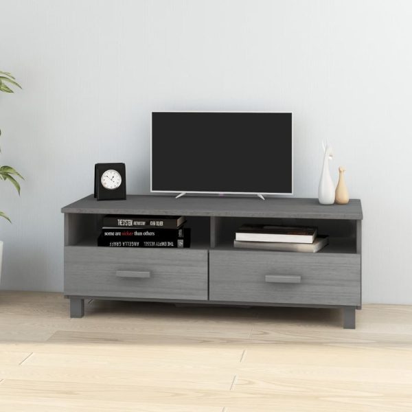 Hull Wooden TV Stand With 2 Drawers In Dark Grey | Bed Sava